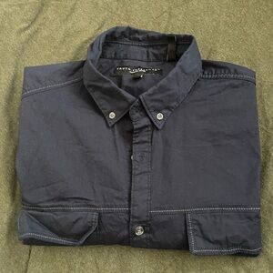 Men's Dark Blue Casual Button Down Shirt